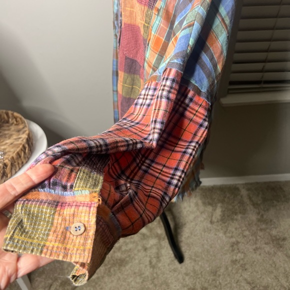 Oli & Hali flannel patchwork oversized cotton/Linen with pockets & fringe XL - Picture 8 of 12